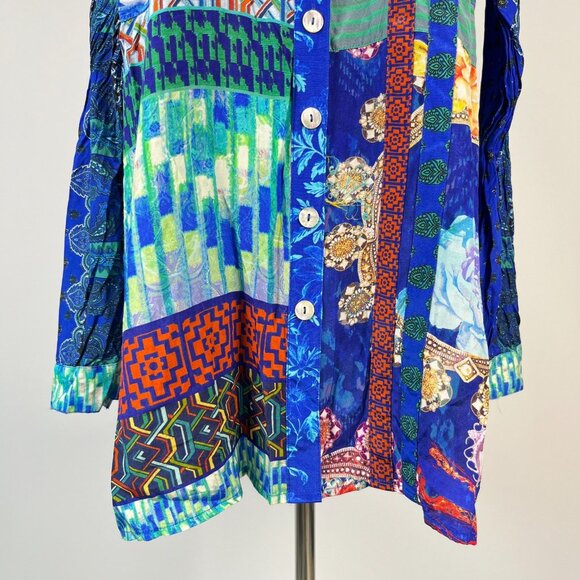 NWOT John Mark Floral Long Sleeve Button-Down Top Blouse Shirt Size L - Picture 4 of 13